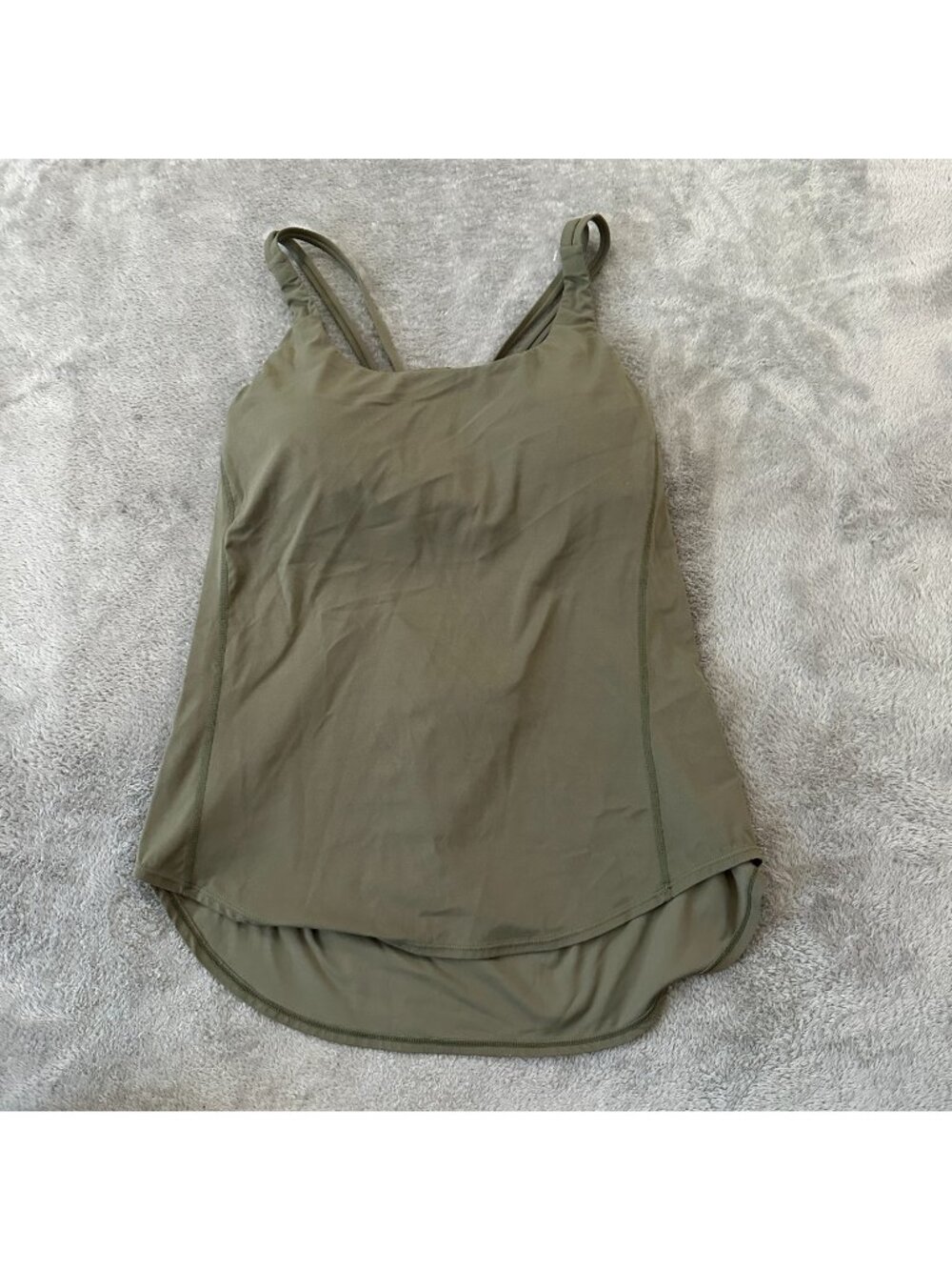 Quince Green Tank Top Shirt Built In Bra Women's LARGE